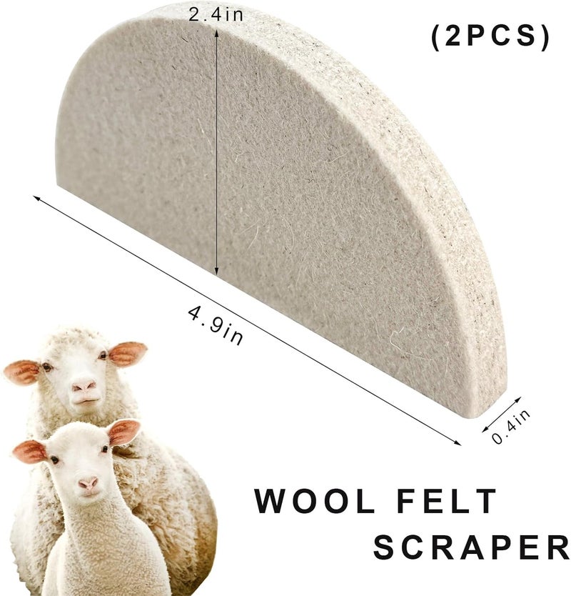 MUQIDA 2PCS Wool Felt Squeegee Window Tint Tools, Soft Scratch Free Woolen Squeegee for Car Vinyl Wrap, Half Moon Squeegees Felt Pad for Auto Mirror Glass Window Film Installation - Image 2